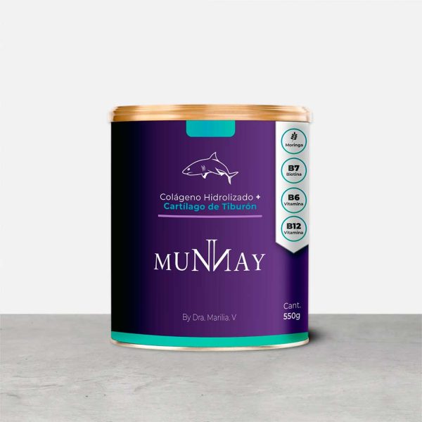 MUNNAY Colágeno Hidrolizado de Tiburón Ayuda al Tratamiento de la Artritis en Polvo Lata 500g